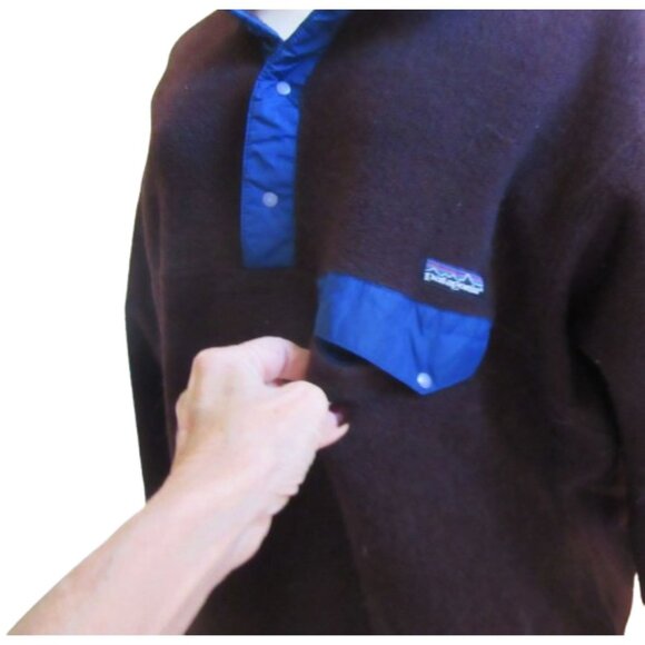 Men's Vintage Brown/Blue Patagonia Snap Button Pocket Pullover Size XL - Picture 2 of 6